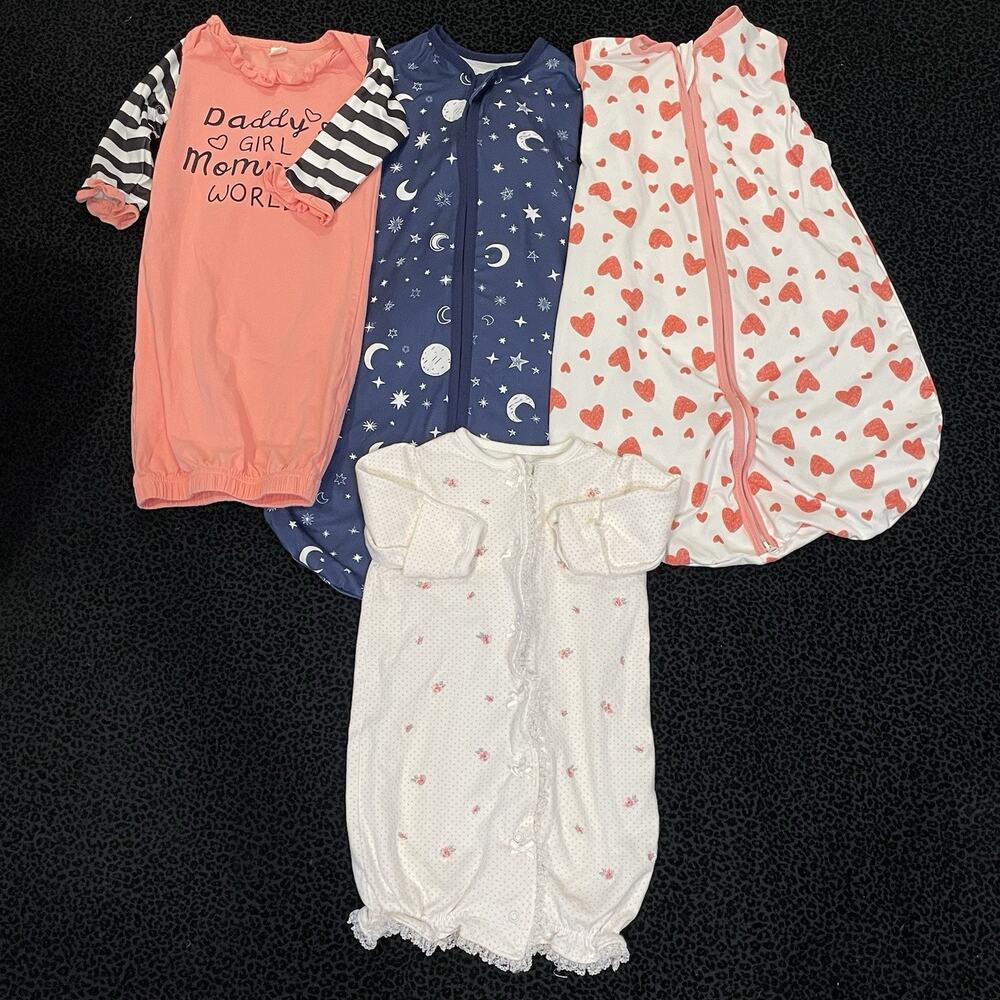 Baby Infant Sleep Sack Wrap Sleep Gown Lot of 4 Multicolor‎ Newborn 0-3M